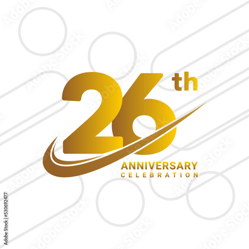 26th anniversary celebration, golden anniversary celebration logo type isolated on white background, vector illustration photo