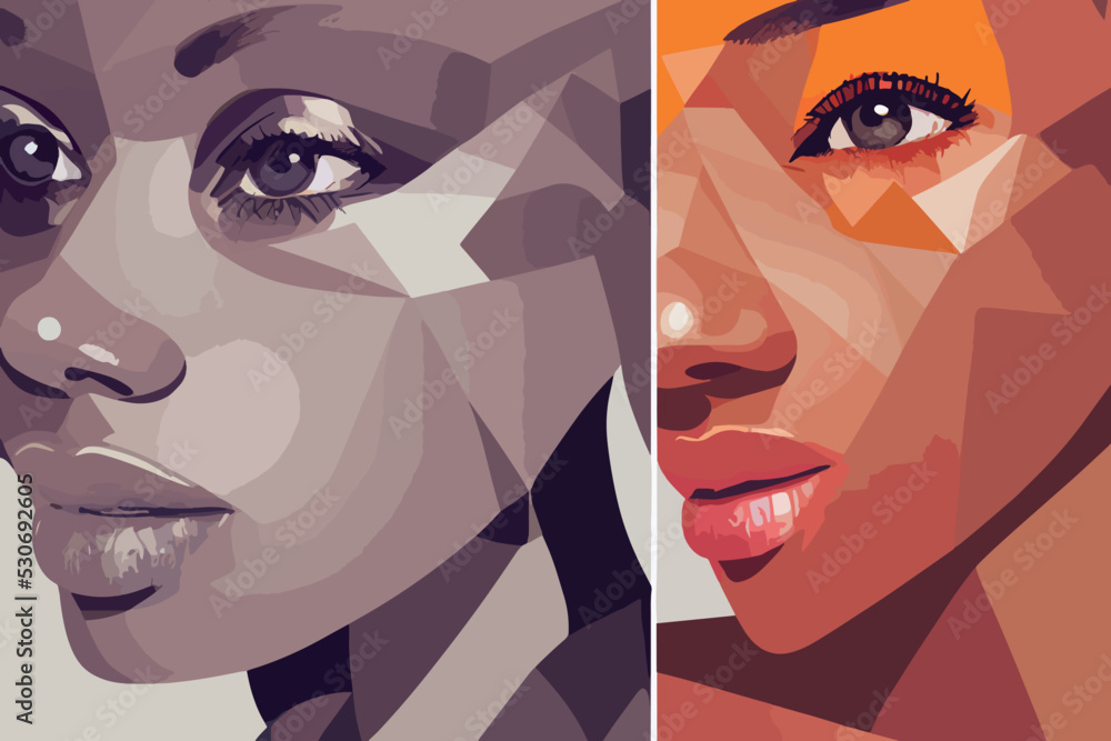 Illustration containing colors and faces of different races in defense ...