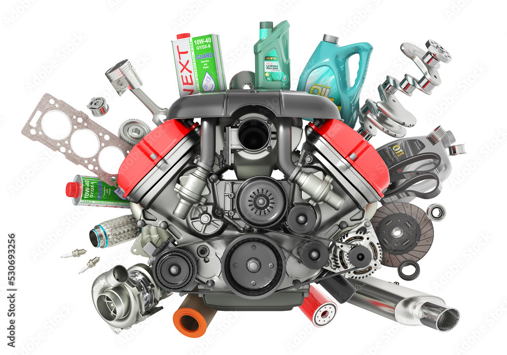 Car engine isolated on a white background. 3d illustration Car engine isolated on a white background. 3d illustration