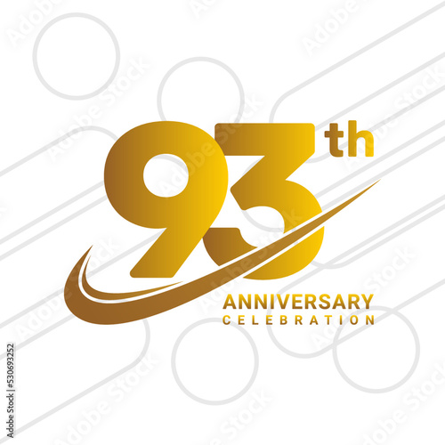 93th anniversary celebration, golden anniversary celebration logo type isolated on white background, vector illustration photo