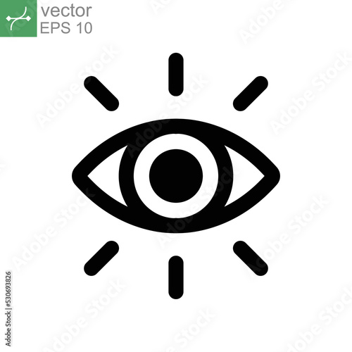 Eye vector icon line. eye ball for vision symbol. Lens bright, visibility, vision, eye sight. optic clinic symbol. Modern style web page template. Vector illustration design on white background EPS 10
