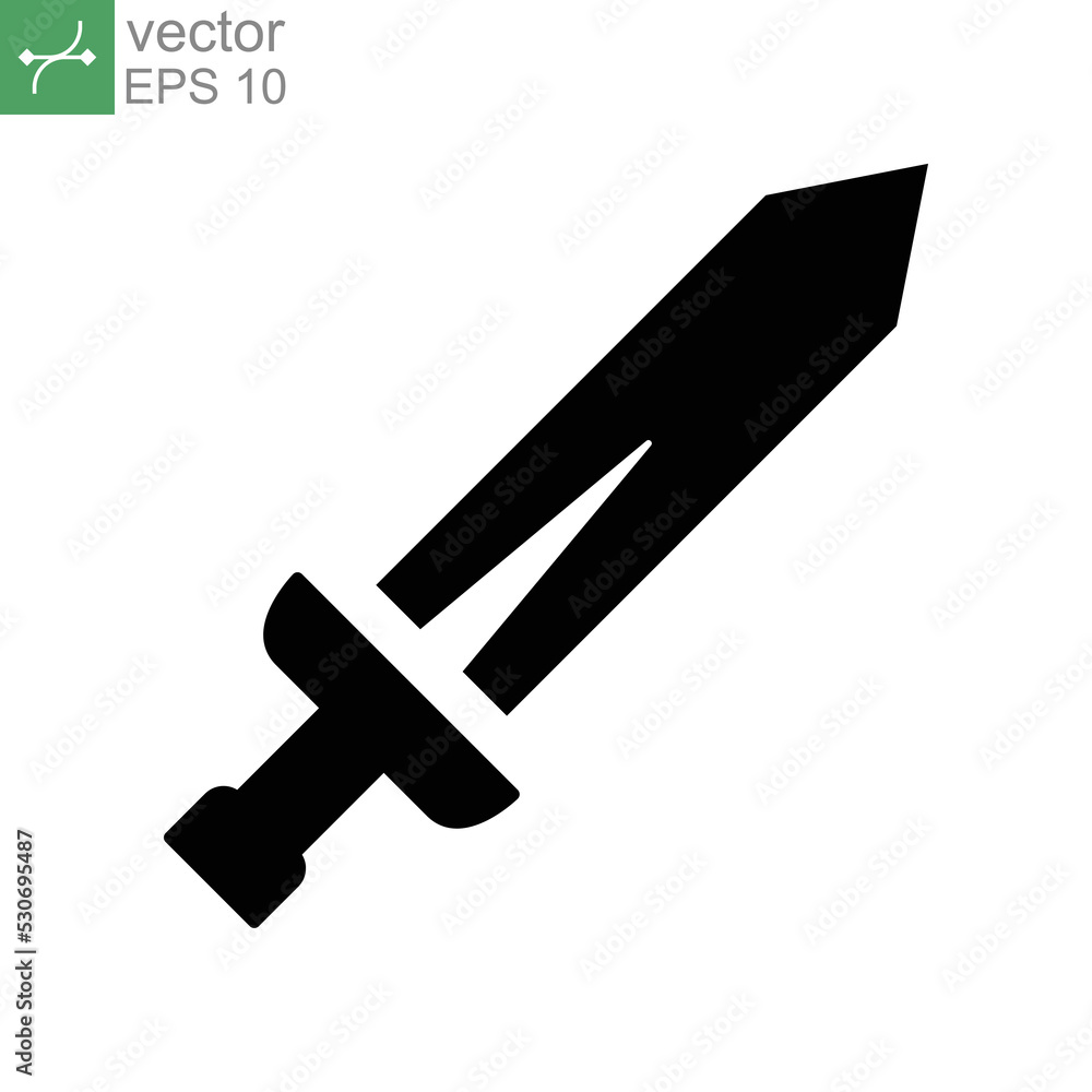 simple Sword icon solid, monoline style for fight or battle line art for games application and websites. Battle Knight of war equipment. Vector illustration. Design on white background. EPS 10 simple Sword icon solid, monoline style for fight or battle line art for games application and websites. Battle Knight of war equipment. Vector illustration. Design on white background. EPS 10