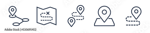 Location pin map line icon set. Compass, map, distance, direction minimal vector illustration. photo
