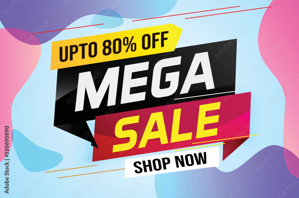 mega sale word concept vector illustration with lines and 3d style, landing page, template, ui, web, mobile app, poster, banner, flyer, background, gift card, coupon, label, wallpaper	