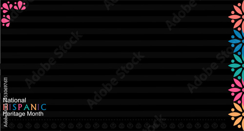 Illustration vector for Hispanic heritage month.  copy space area with Papel Picado pattern, perforated paper on black background. suitable to place on content with that theme. banner, card, etc