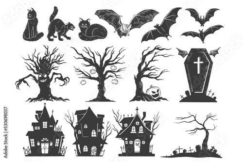 Silhouette Halloween Illustration Set