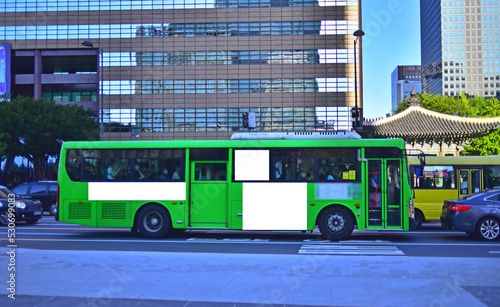 Seoul City Bus External Advertising Mockup Background, 서울 시내버스 외부광고 목업배경 © MINHO