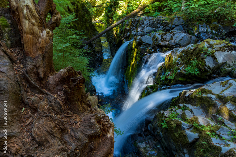 amazing triple falls in Sol Duc trail in the rain forest of Olympic National Park in Washington. amazing triple falls in Sol Duc trail in the rain forest of Olympic National Park in Washington.