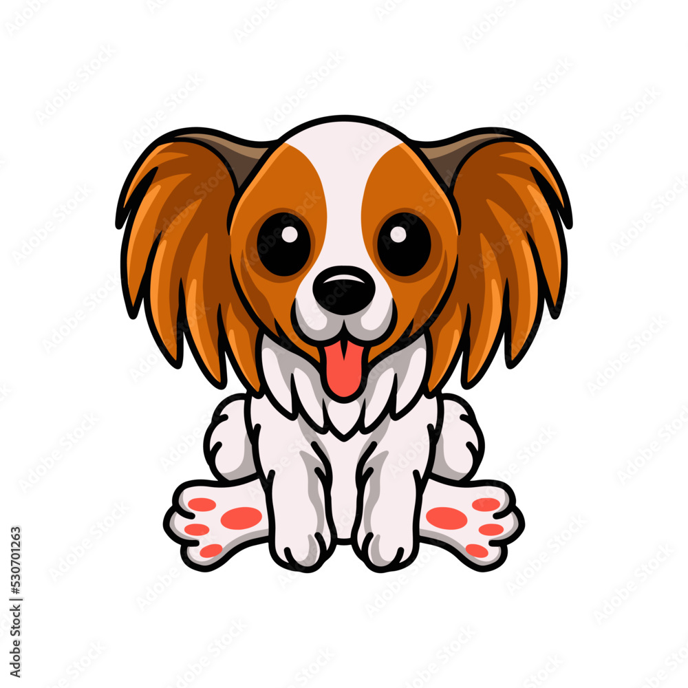 Cute papillon dog cartoon sitting Cute papillon dog cartoon sitting