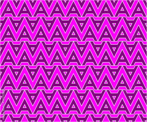 Purple A alphabet letter repeat pattern on fuchsia background vector. Zigzag lines pattern seamless background.