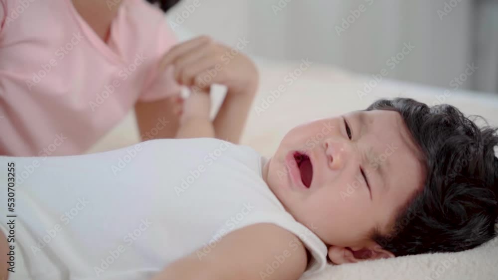Asian newborn crying lying down on bed with elder sister, infant feel uncomfortable or hungry, adorable girl take care toddler 1-2 month while mother prepare milk for child, sibling playing together
Asian newborn crying lying down on bed with elder sister, infant feel uncomfortable or hungry, adorable girl take care toddler 1-2 month while mother prepare milk for child, sibling playing together