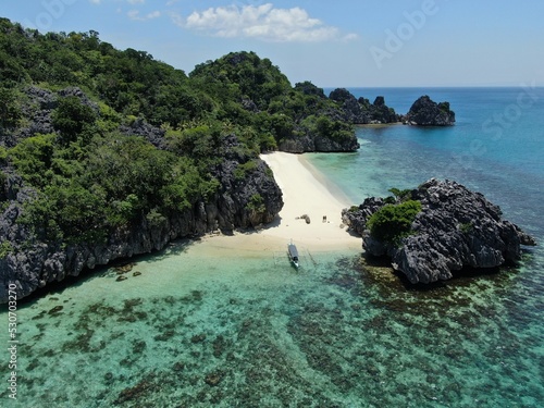 Aerial shot of islands in the Philippines Caramoan national park ,camarines Sur , Bicol,  coron pallawan photo