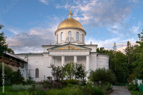 View of the St. Michael's Cathedral of the Holy Dormition Pskov-Pechersk Monastery, Pechora, Pskov region, Russia