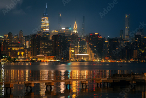 night view of the town country sunrise Manhattan reflections buildings sea river lights skyscrapers beautiful 