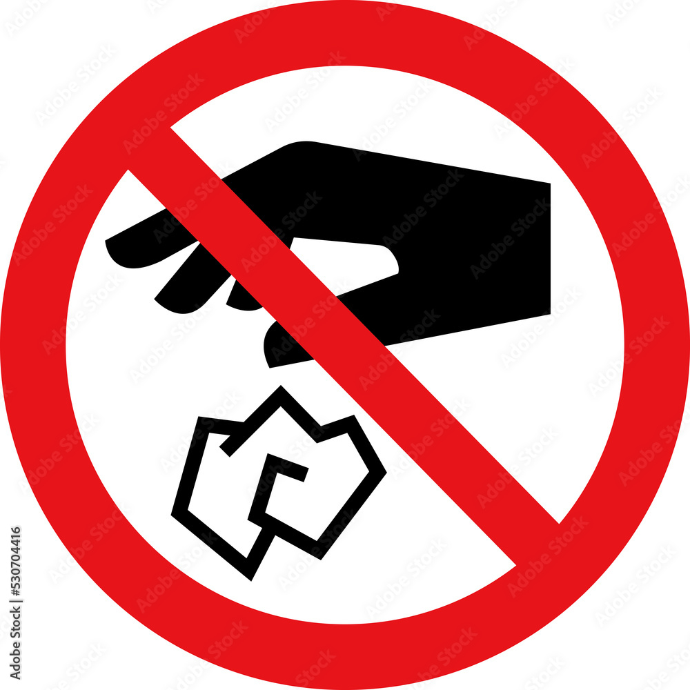 Prohibition sign (pictogram) / Do not throw rubbish (png) Prohibition sign (pictogram) / Do not throw rubbish (png)