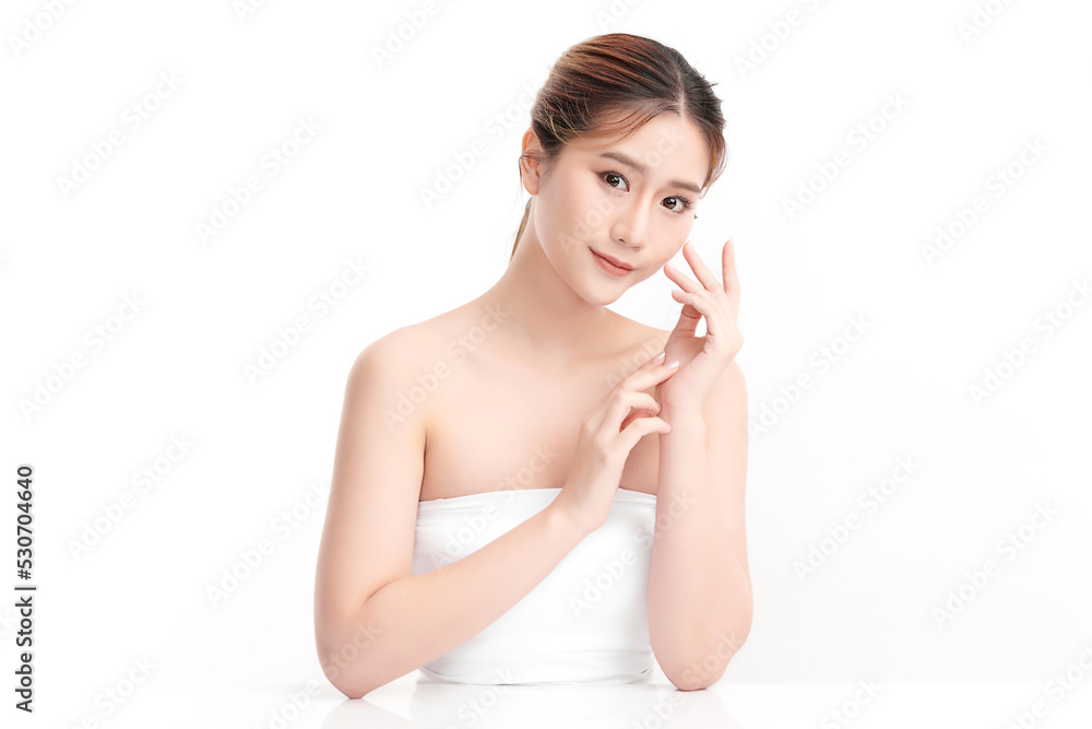 Beautiful young asian woman with clean fresh skin on white background, Face care, Facial treatment, Cosmetology, beauty and spa, Asian women portrait. Beautiful young asian woman with clean fresh skin on white background, Face care, Facial treatment, Cosmetology, beauty and spa, Asian women portrait.