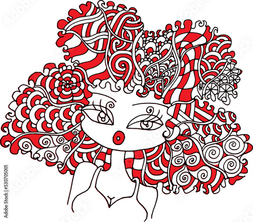 Black and white beauty hair mandala pattern design vector drawing