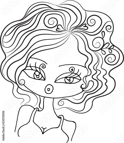 Black and white beauty hair mandala pattern design vector drawing