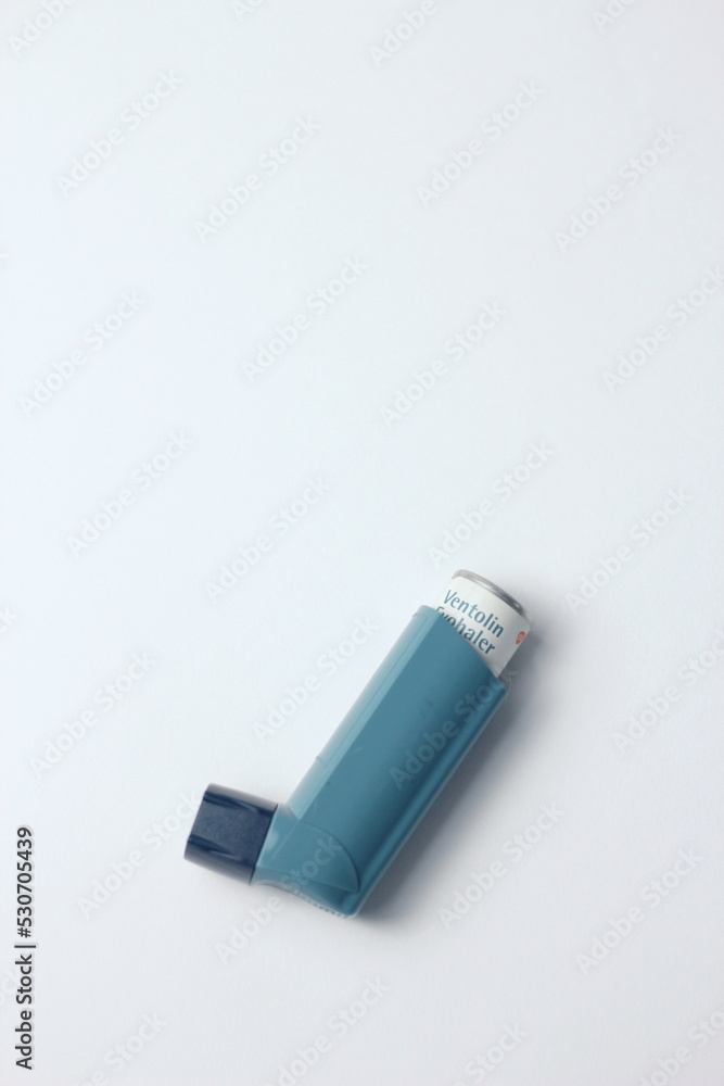 Bangkok, Thailand September, 09 2022 Asthma inhaler Placed on a