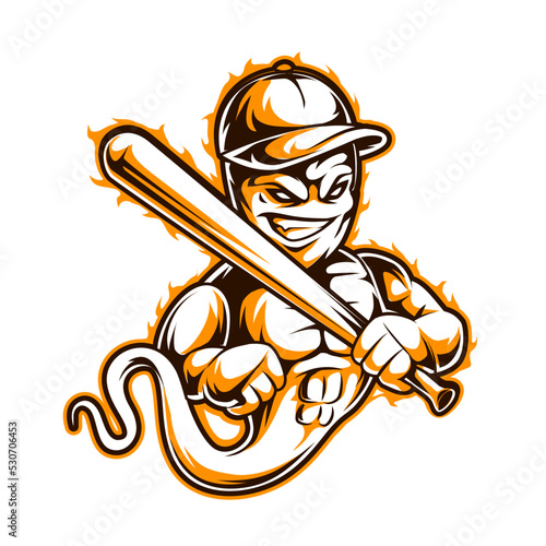 spooky ghost baseball mascot logo illustration