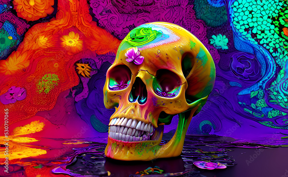 skull 3d textures, trippy wallpaper