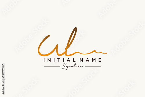 Initial UL signature logo template vector. Hand drawn Calligraphy lettering Vector illustration.