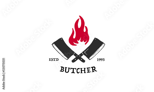 Vintage barbecue emblems. Restaurant labels, emblems, logo. Vector logo template