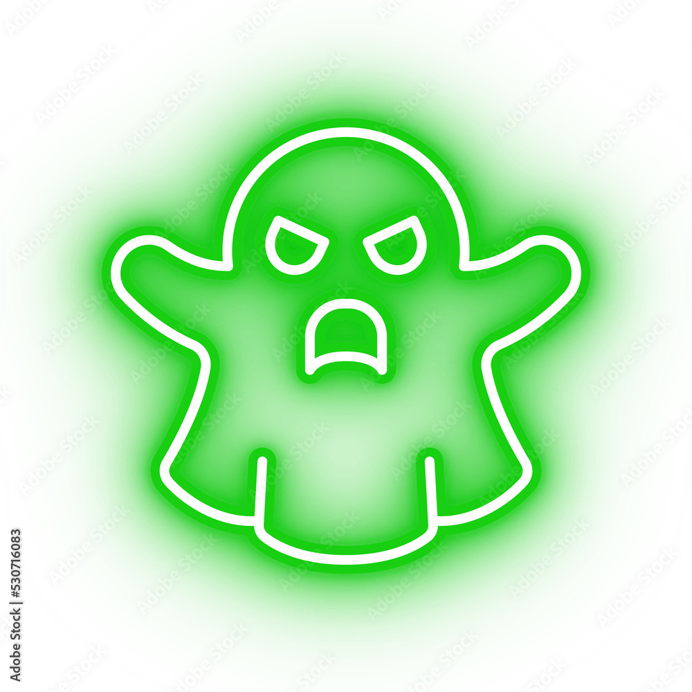 Neon green ghost icon, illustration of neon glowing ghost with transparent background Neon green ghost icon, illustration of neon glowing ghost with transparent background