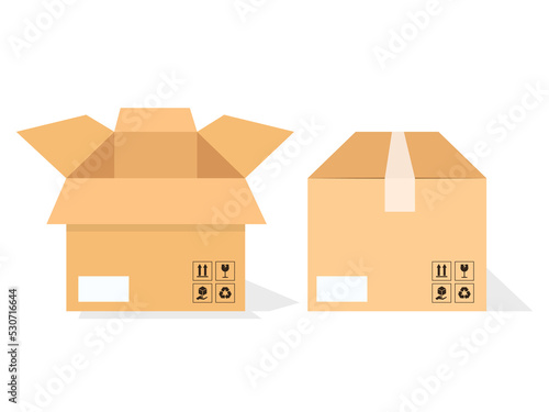 carton square boxes in open and closed view