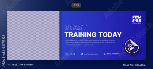 Fitness gym web banner design template