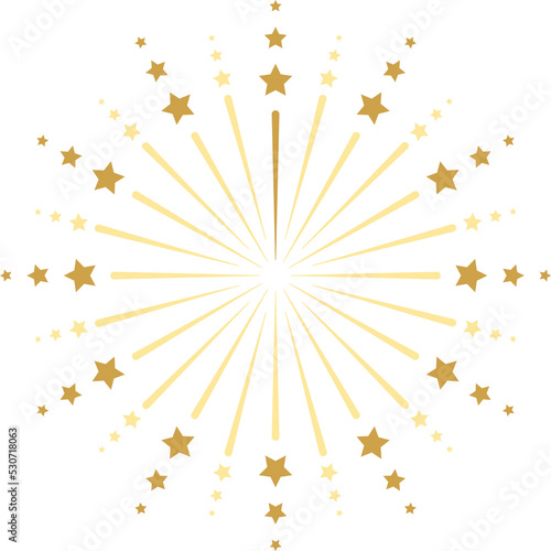 Star shape gold fireworks explosion pattern