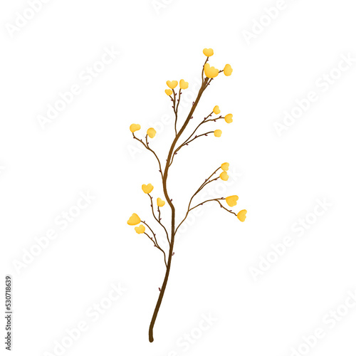 Fototapeta Naklejka Na Ścianę i Meble -  Minimal Leaf With Yellow Floral Decoration's Watercolor Clipart