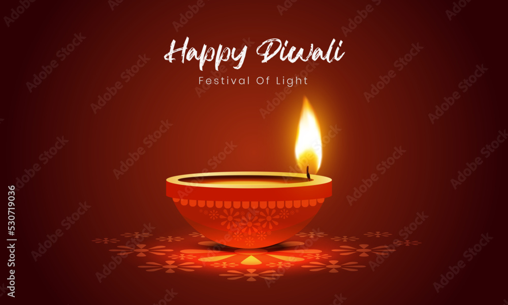 Happy diwali festival of lights with realistic oil lamp element background template Happy diwali festival of lights with realistic oil lamp element background template