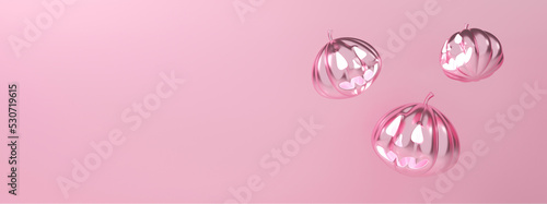 Halloween pumpkin background. Funny cute 3d rendering for party banner.