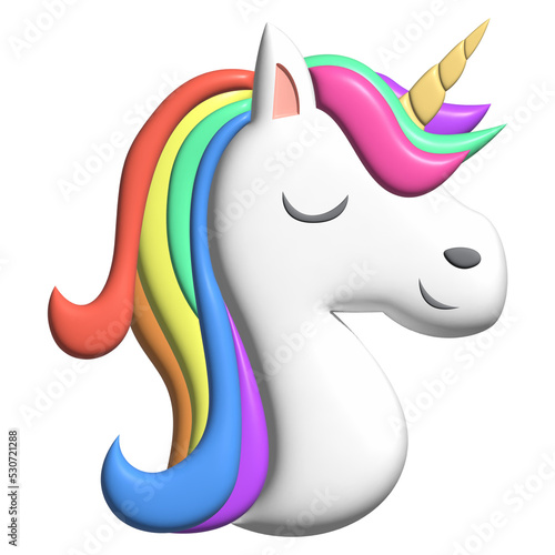 pastel cute rainbow colorful unicorn png, 3D illustration
