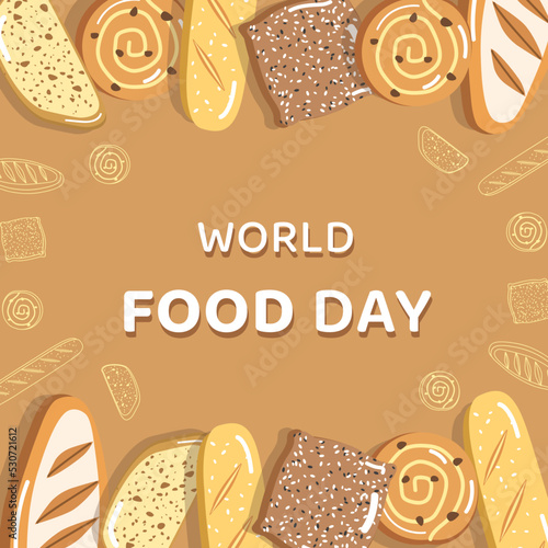 World food day  bread illustration background