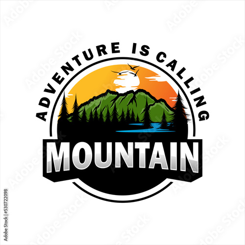 Mountain logo design vector illustration, outdoor adventure