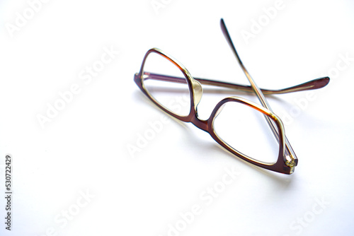 brown eye glasses isolated on white background.