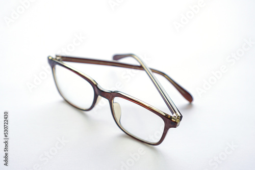 brown eye glasses isolated on white background.