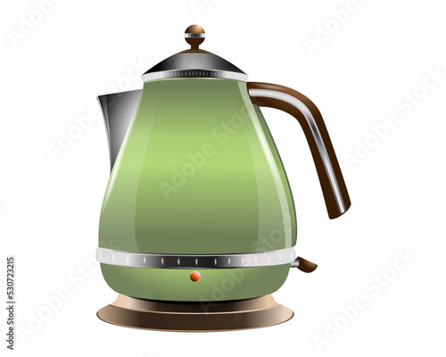 Electric kettle. Vector. Graphics. Realistic drawing. Used for web design. 