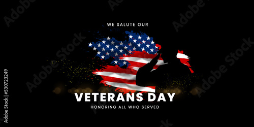 Veterans day poster. Veteran's day illustration with american flag, 11th November, Vector illustration 