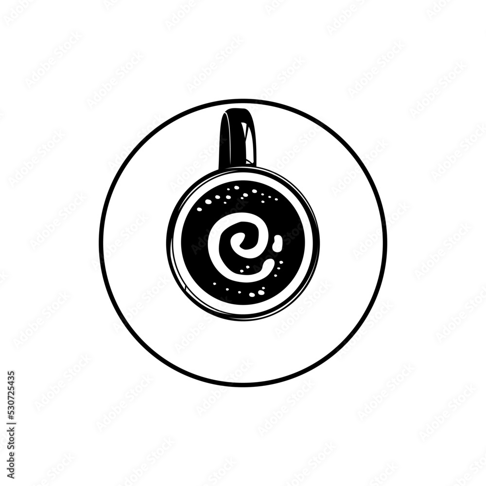 Coffee Cup Silhouette. Top View. Coffee Cup Illustration for Logo or Graphic Design Element. Vector Illustration Coffee Cup Silhouette. Top View. Coffee Cup Illustration for Logo or Graphic Design Element. Vector Illustration