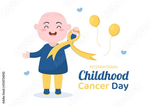 International Childhood Cancer Day Hand Drawn Cartoon Illustration on February 15 for Raising Funds, Promoting the Prevention and Express Support
