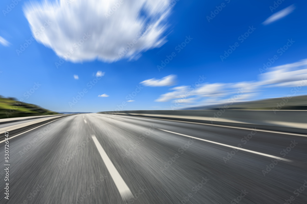 Fototapeta premium Fast moving road and sky cloud background