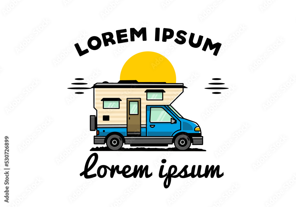 Van box camper illustration badge design Van box camper illustration badge design