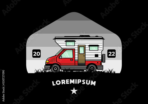 Van box camper illustration badge design