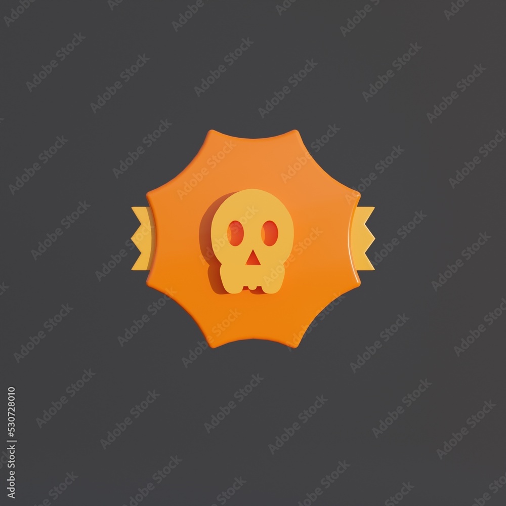 3d medal coin with skull icon
