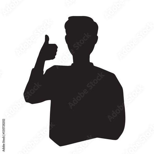 いいねのジェスチャーをする男性のシルエット