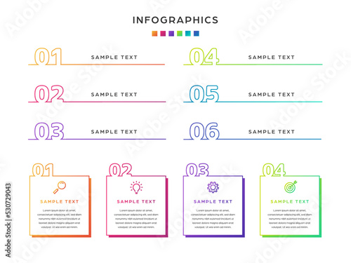 シンプルな数字の見出しライン&フレーム　Infographics design template