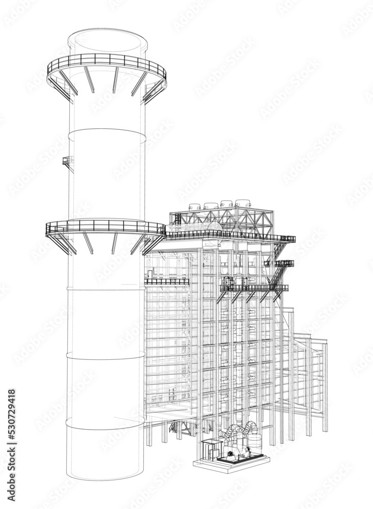 Industrial equipment. Vector rendering of 3d